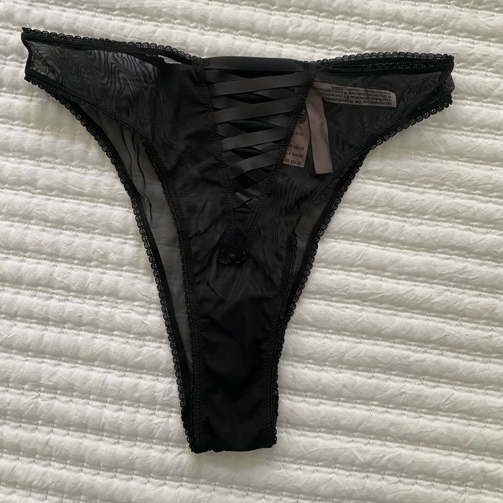 Victoria Secret Size M sheer black lace sheer panties (NWT)